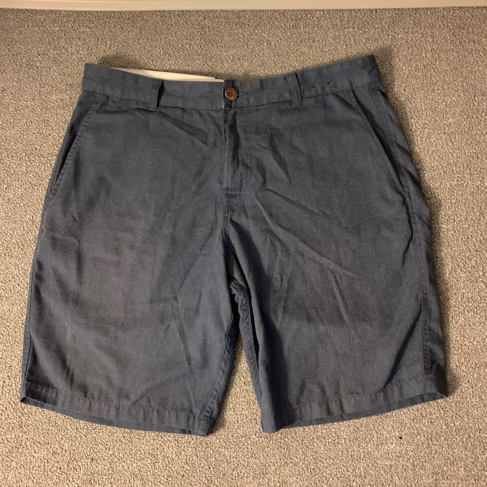 RVCA Men's Dark Blue Flat Front Shorts Non Stretch
